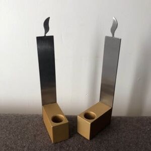 Adi Sidler Aluminum Candleholders. Contemporary Judaica. Made in Israel.